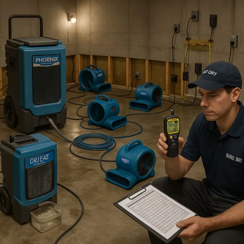 Structural Drying and Dehumidification process in Santa Fe Springs, CA
